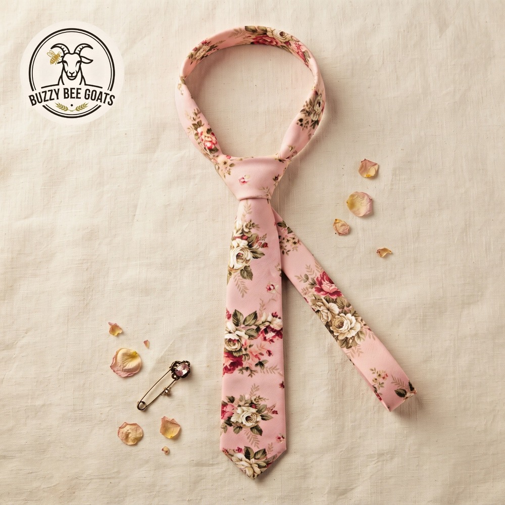 Pink Floral Print Cotton/Linen Blend Skinny Necktie Spring & Summer Wedding